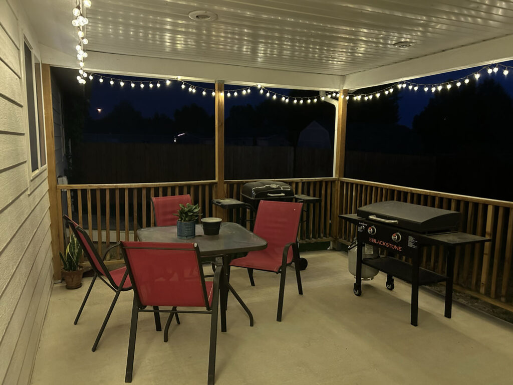 801 Tundra patio interior at night