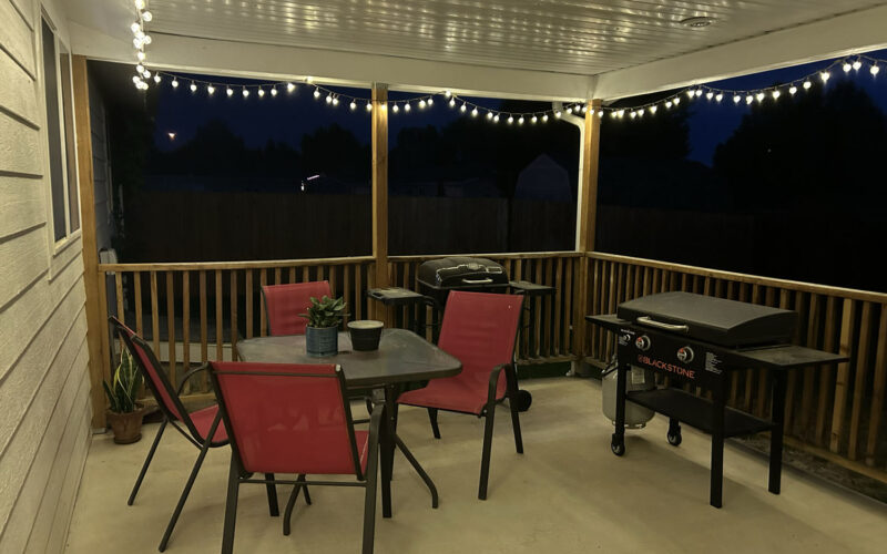 801 Tundra patio interior at night